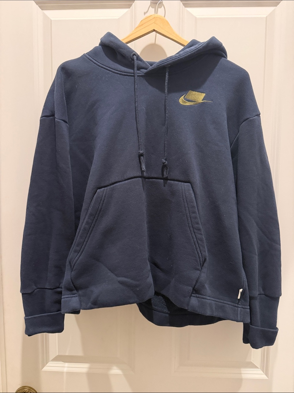 Nike Black Hoodie with Gold Swoosh Logo size Medium